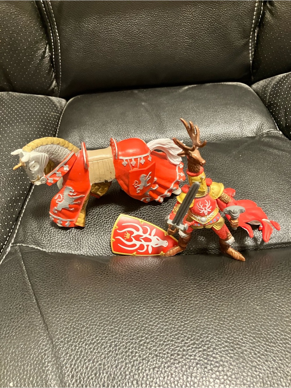 Red Armored Knight and Warhorse Action Set